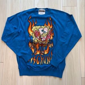 Moschino Blue Sweater with Graphic Design